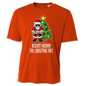 Rockin Around The Christmas Tree Santa Claus Hipster Barber Gift Cooling Performance Crew T-Shirt