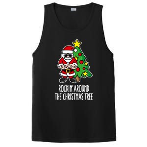 Rockin Around The Christmas Tree Santa Claus Hipster Barber Gift PosiCharge Competitor Tank