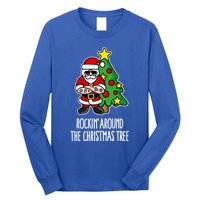 Rockin Around The Christmas Tree Santa Claus Hipster Barber Gift Long Sleeve Shirt