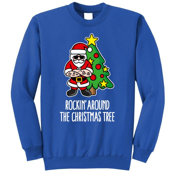 Rockin Around The Christmas Tree Santa Claus Hipster Barber Gift Sweatshirt