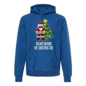 Rockin Around The Christmas Tree Santa Claus Hipster Barber Gift Premium Hoodie