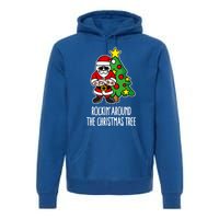 Rockin Around The Christmas Tree Santa Claus Hipster Barber Gift Premium Hoodie