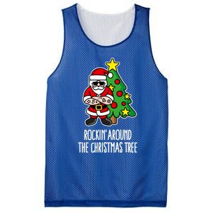 Rockin Around The Christmas Tree Santa Claus Hipster Barber Gift Mesh Reversible Basketball Jersey Tank