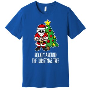 Rockin Around The Christmas Tree Santa Claus Hipster Barber Gift Premium T-Shirt