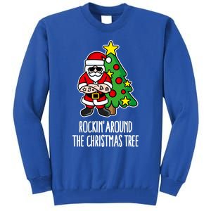 Rockin Around The Christmas Tree Santa Claus Hipster Barber Gift Tall Sweatshirt