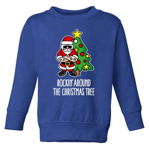 Rockin Around The Christmas Tree Santa Claus Hipster Barber Gift Toddler Sweatshirt