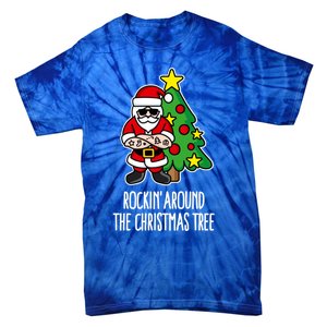 Rockin Around The Christmas Tree Santa Claus Hipster Barber Gift Tie-Dye T-Shirt