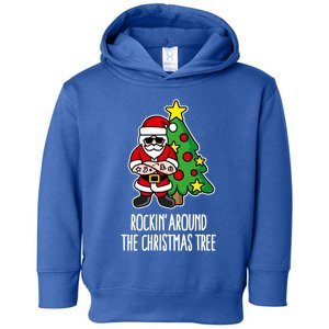 Rockin Around The Christmas Tree Santa Claus Hipster Barber Gift Toddler Hoodie