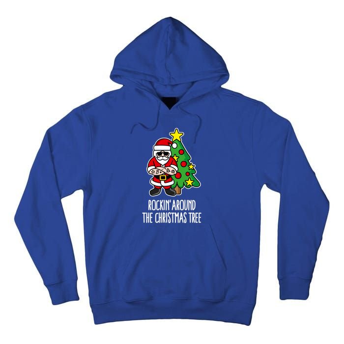 Rockin Around The Christmas Tree Santa Claus Hipster Barber Gift Tall Hoodie