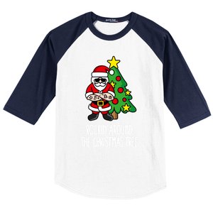 Rockin Around The Christmas Tree Santa Claus Hipster Barber Gift Baseball Sleeve Shirt