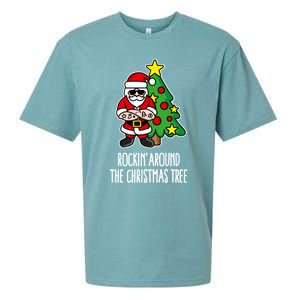 Rockin Around The Christmas Tree Santa Claus Hipster Barber Gift Sueded Cloud Jersey T-Shirt