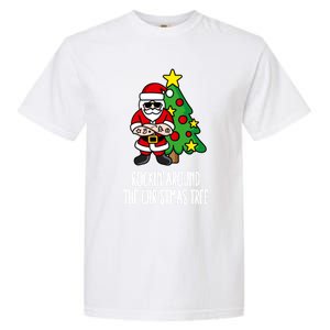 Rockin Around The Christmas Tree Santa Claus Hipster Barber Gift Garment-Dyed Heavyweight T-Shirt