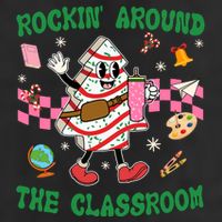 Rockin Around The Classroom Funny Teacher Christmas 7 Panel Mesh Trucker Snapback Hat
