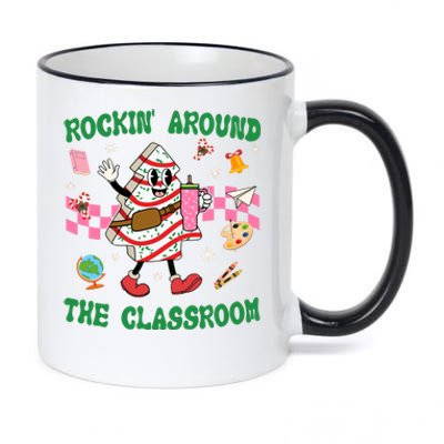 Rockin Around The Classroom Funny Teacher Christmas 11oz Black Color Changing Mug