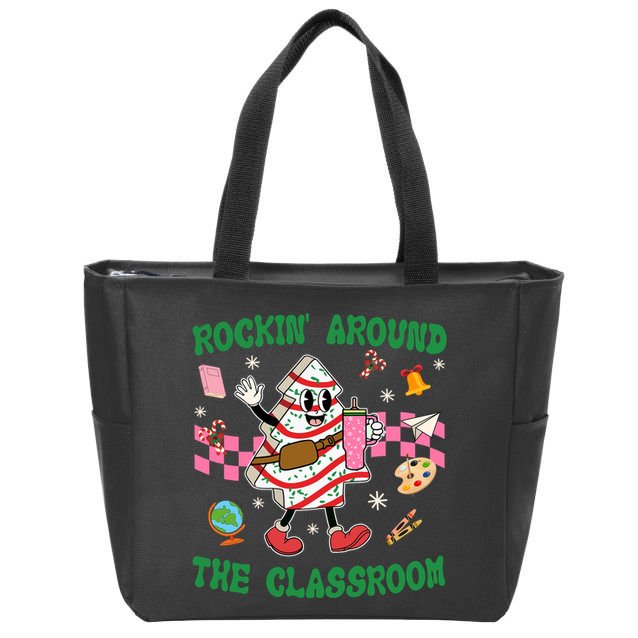 Rockin Around The Classroom Funny Teacher Christmas Zip Tote Bag