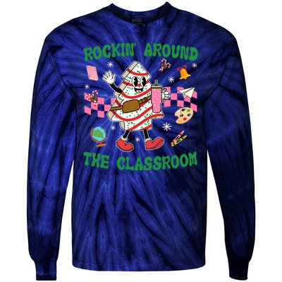 Rockin Around The Classroom Funny Teacher Christmas Tie-Dye Long Sleeve Shirt