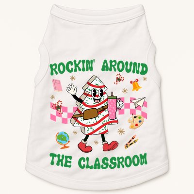 Rockin Around The Classroom Funny Teacher Christmas Doggie Tank