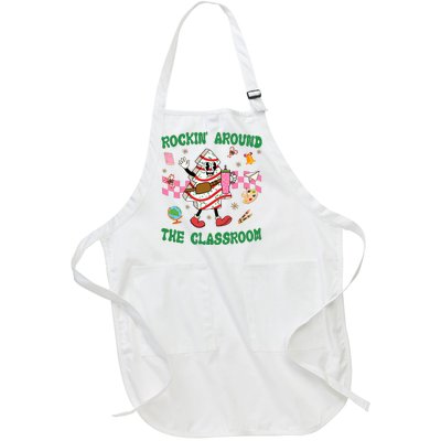 Rockin Around The Classroom Funny Teacher Christmas Full-Length Apron With Pockets