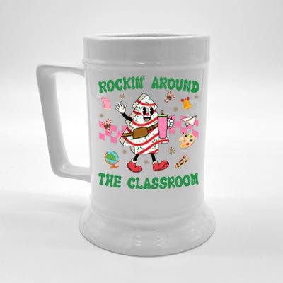 Rockin Around The Classroom Funny Teacher Christmas Beer Stein