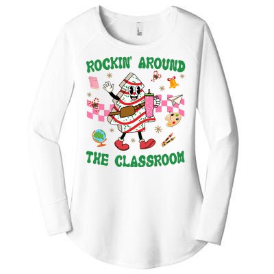 Rockin Around The Classroom Funny Teacher Christmas Women's Perfect Tri Tunic Long Sleeve Shirt