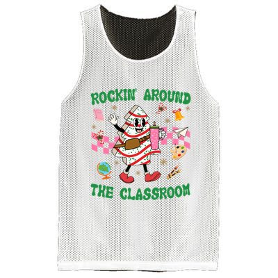 Rockin Around The Classroom Funny Teacher Christmas Mesh Reversible Basketball Jersey Tank