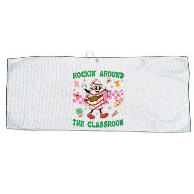 Rockin Around The Classroom Funny Teacher Christmas Large Microfiber Waffle Golf Towel