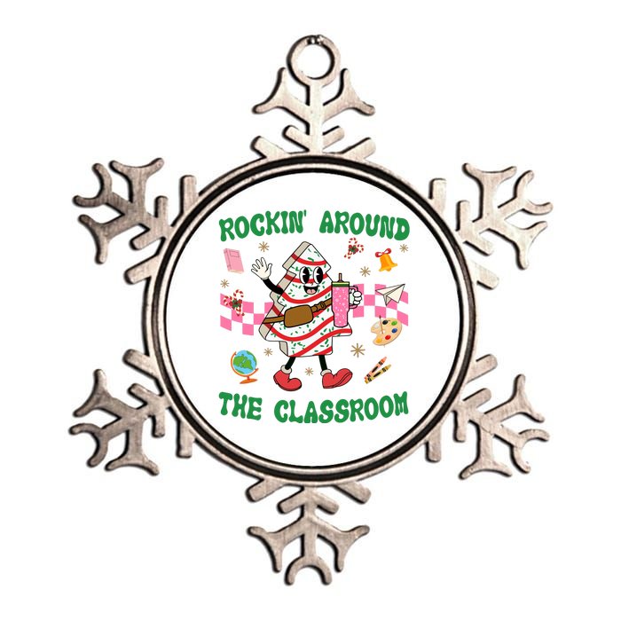 Rockin Around The Classroom Funny Teacher Christmas Metallic Star Ornament