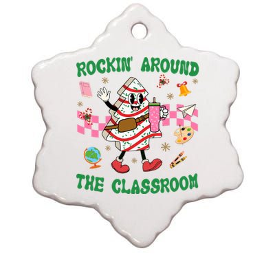 Rockin Around The Classroom Funny Teacher Christmas Ceramic Star Ornament