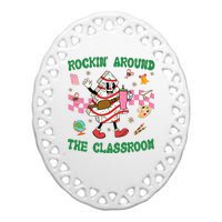 Rockin Around The Classroom Funny Teacher Christmas Ceramic Oval Ornament