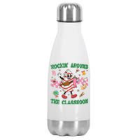 Rockin Around The Classroom Funny Teacher Christmas Stainless Steel Insulated Water Bottle