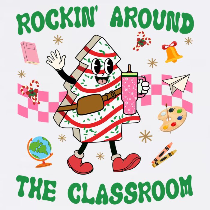 Rockin Around The Classroom Funny Teacher Christmas Full Zip Hoodie