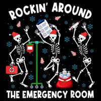 Rockin Around The Emergency Room Skeleton Er Nurse Xmas Cooling Performance Crew T-Shirt