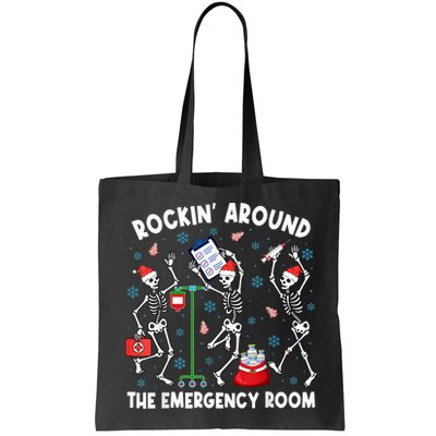 Rockin Around The Emergency Room Skeleton Er Nurse Xmas Bag