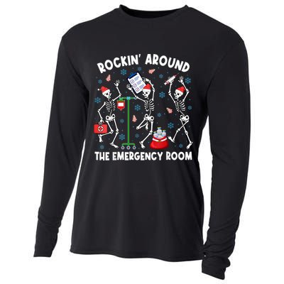 Rockin Around The Emergency Room Skeleton Er Nurse Xmas Cooling Performance Long Sleeve Crew