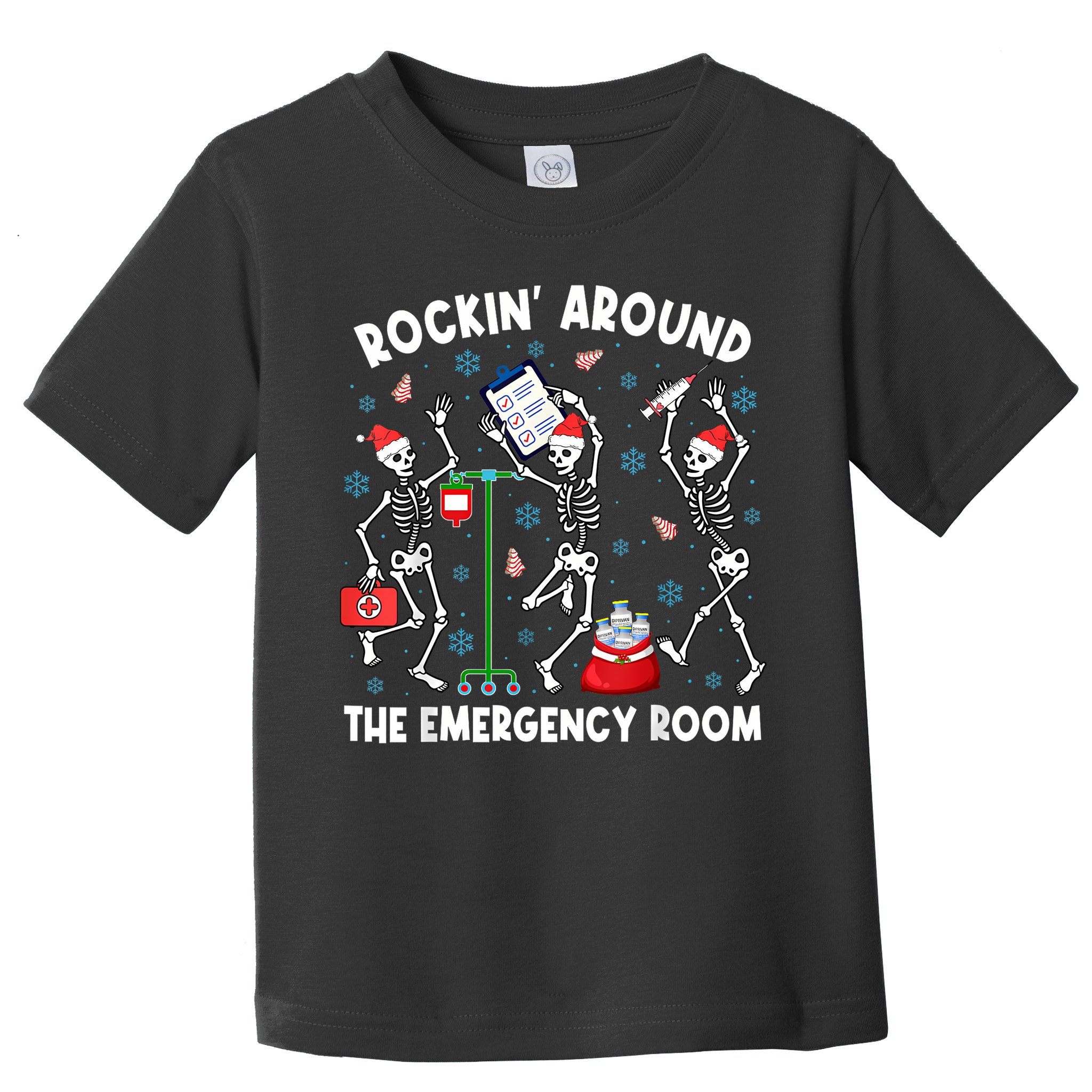Rockin Around The Emergency Room Skeleton Er Nurse Xmas Toddler T-Shirt