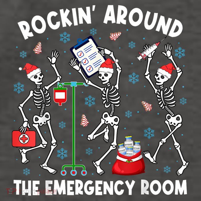 Rockin Around The Emergency Room Skeleton Er Nurse Xmas Vector Backpack