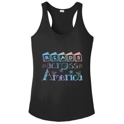 Reads Across Tee America Reading Teacher Books Reader Cool Gift Ladies PosiCharge Competitor Racerback Tank