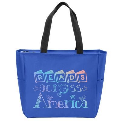 Reads Across Tee America Reading Teacher Books Reader Cool Gift Zip Tote Bag