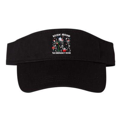 Rockin Around The Emergency Room Skeleton Er Nurse Xmas Valucap Bio-Washed Visor