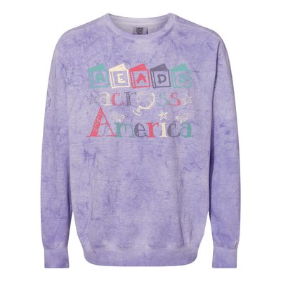 Reads Across Tee America Reading Teacher Books Reader Gift Colorblast Crewneck Sweatshirt