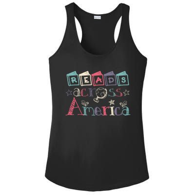 Reads Across Tee America Reading Teacher Books Reader Gift Ladies PosiCharge Competitor Racerback Tank