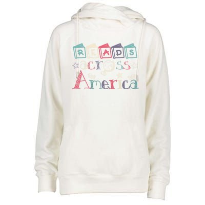 Reads Across Tee America Reading Teacher Books Reader Gift Womens Funnel Neck Pullover Hood