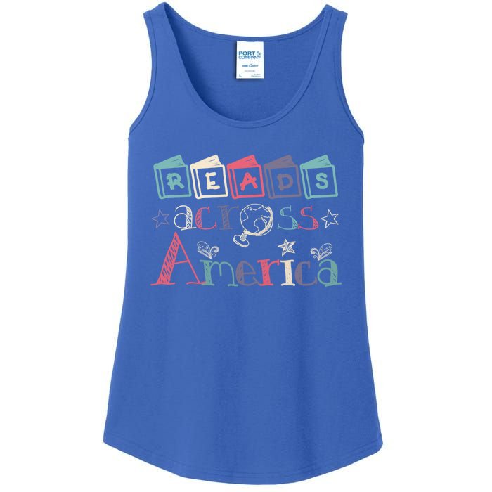 Reads Across Tee America Reading Teacher Books Reader Gift Ladies Essential Tank