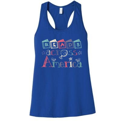 Reads Across Tee America Reading Teacher Books Reader Gift Women's Racerback Tank