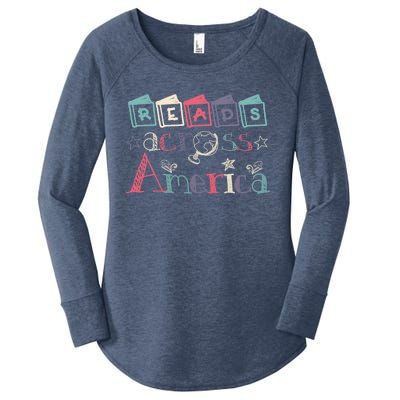 Reads Across Tee America Reading Teacher Books Reader Gift Women's Perfect Tri Tunic Long Sleeve Shirt