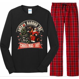 Rockin Around The Christmas Funny Cowboy Trump Western Xmas Long Sleeve Pajama Set