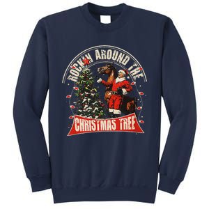 Rockin Around The Christmas Funny Cowboy Trump Western Xmas Sweatshirt