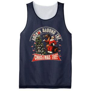 Rockin Around The Christmas Funny Cowboy Trump Western Xmas Mesh Reversible Basketball Jersey Tank