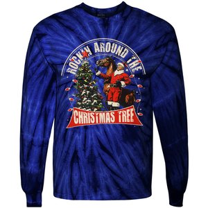 Rockin Around The Christmas Funny Cowboy Trump Western Xmas Tie-Dye Long Sleeve Shirt