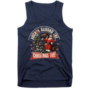 Rockin Around The Christmas Funny Cowboy Trump Western Xmas Tank Top